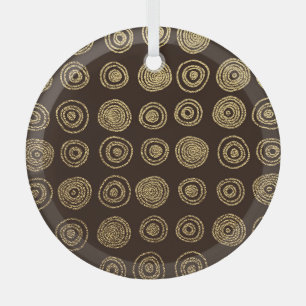Golden Circles: Hand Drawn Pattern Glass Tree Decoration