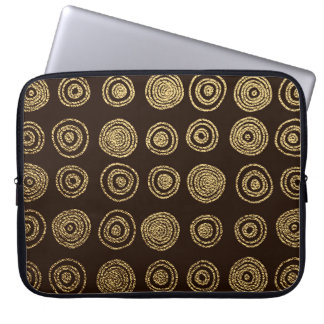 Golden Circles: Hand Drawn Pattern Laptop Sleeve