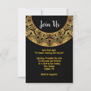 GOLDEN Circular Bat Mitzvah Reception Card
