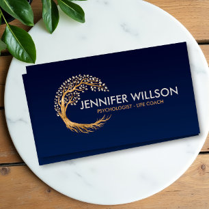 Golden Circular tree with pearl leaves Business Card