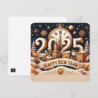 Golden Cityscape Countdown Holiday Card