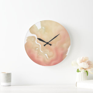 Golden Cloud Whispers Abstract Large Clock