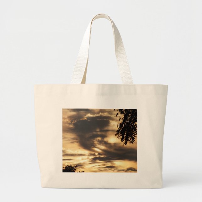 Golden Clouded Sunrise Large Tote Bag (Front)
