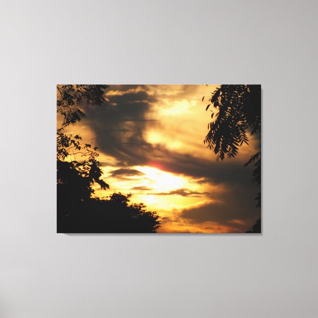 Golden Clouded Sunrise Wrapped Canvas Print (Front)