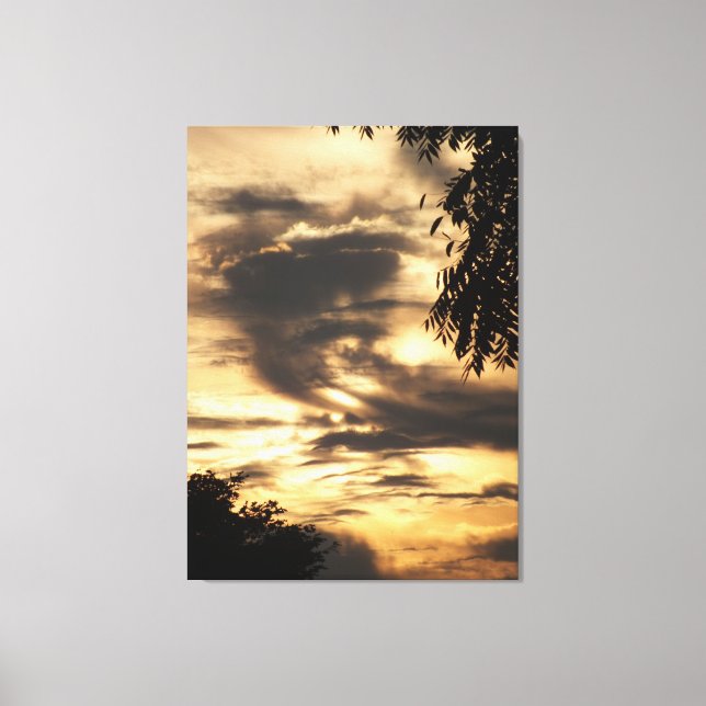 Golden Clouded Sunrise Wrapped Canvas Print (Front)