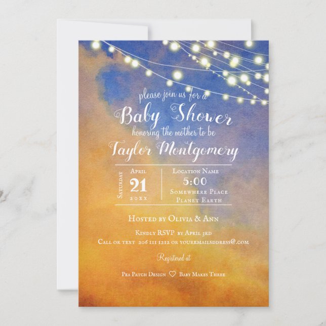 Golden Clouds in Blue Sky | Baby Shower Invitation (Front)