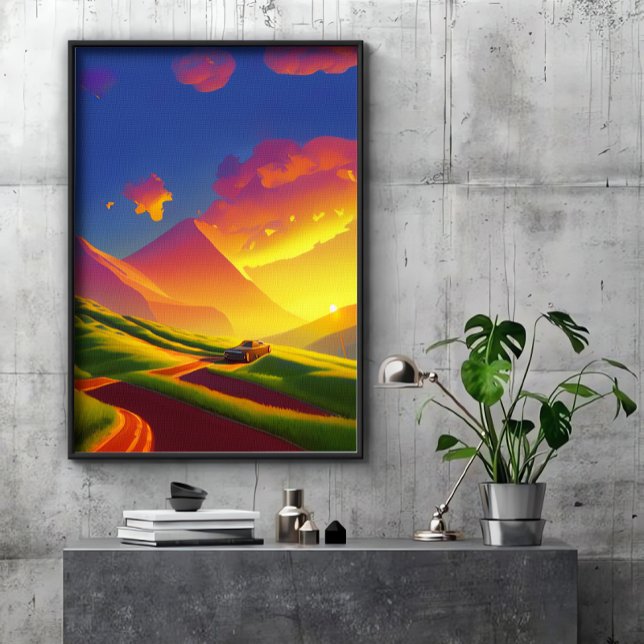 golden clouds sunset in the mountains  poster (Creator Uploaded)