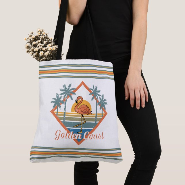 Golden Coast Flamingo Sunset Tote Bag (Close Up)