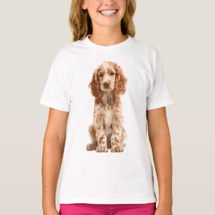 Golden Cocker Spaniel Puppy Illustration Kids T-Shirt