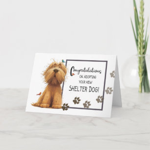 Golden Color Dog Congratulations Adopting New Dog Card