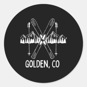 Golden Colorado Rocky Mountains Co Skiing Snowboar Classic Round Sticker