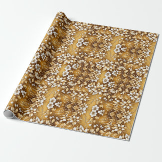 Golden colour floral themed Wrapping Paper