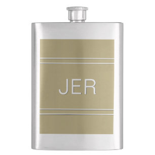 Golden Colour Personalised Monogram Initials Drin Hip Flask