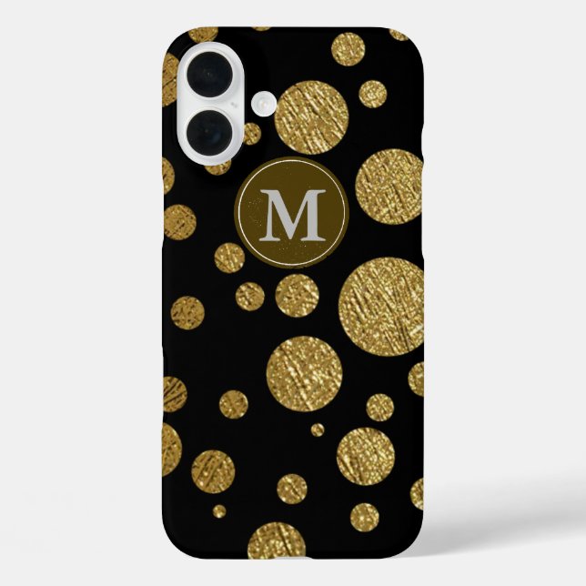 golden-colour polka-dots on black Case-Mate iPhone case (Back)