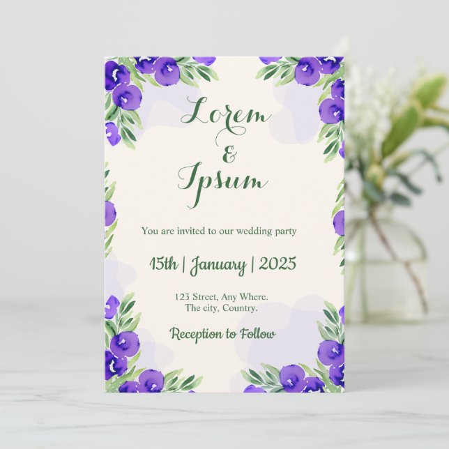 Golden Colour Simple wedding invitations card (Standing Front)