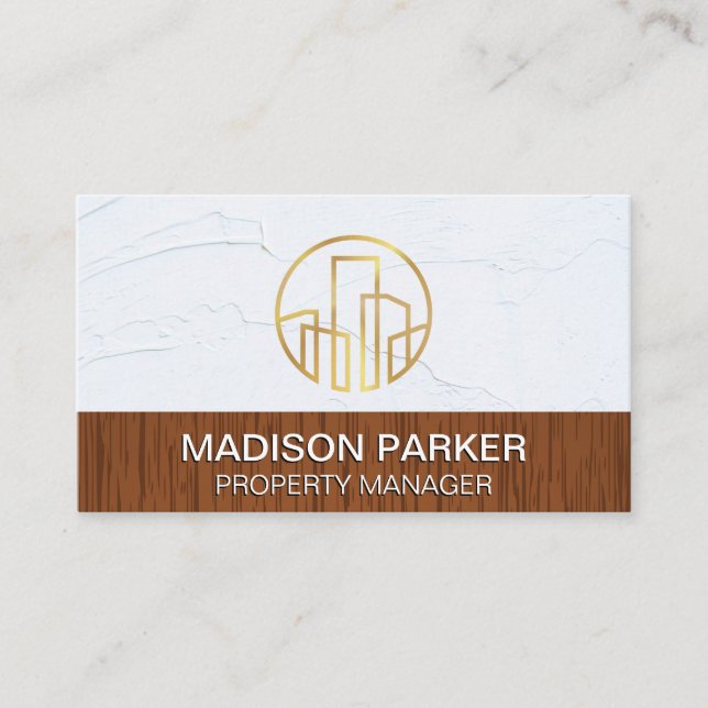 Golden Commercial Building Logo Business Card (Front)