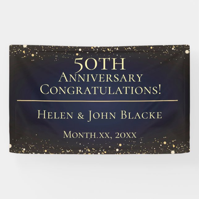 Golden Confetti 50th Anniversary Banner (Horizontal)