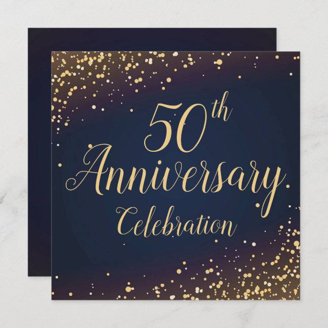 Golden Confetti 50th - Anniversary Invitation (Front/Back)