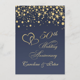 Golden confetti 50th Wedding Anniversary Invite