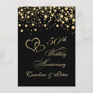 Golden confetti 50th Wedding Anniversary Invite