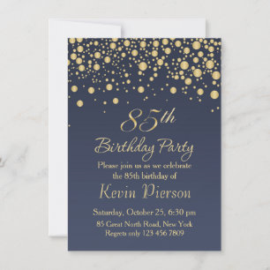 Golden confetti 85th Birthday Party Invitation