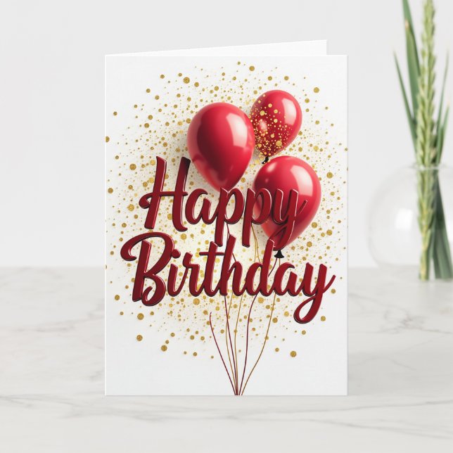 Golden Confetti Birthday Card (Front)