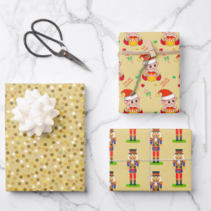 Golden Confetti, Christmas Elf, Nutcracker Wrapping Paper Sheet