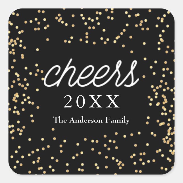 Golden Confetti New Year Square Sticker (Front)
