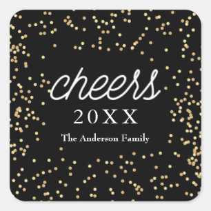 Golden Confetti New Year Square Sticker