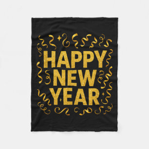 Golden Confetti - New Year's Eve Happy New Year  Fleece Blanket