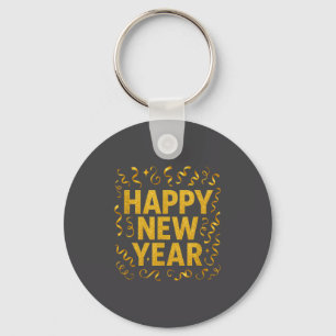Golden Confetti - New Year's Eve Happy New Year Key Ring