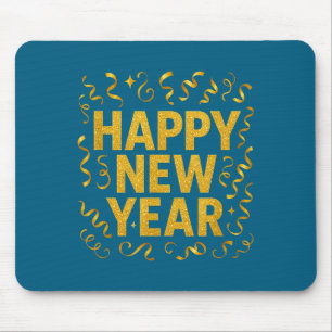 Golden Confetti - New Year's Eve Happy New Year  Mouse Pad