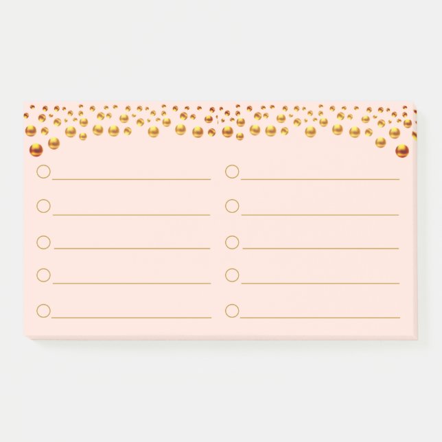 Golden Confetti on Coral Pink Post-It Notes (Front)