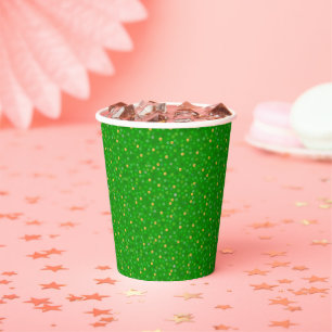 Golden Confetti on Green Glitter Paper Cups