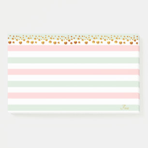 Golden Confetti & Pastel Colours Personalised Post-it Notes