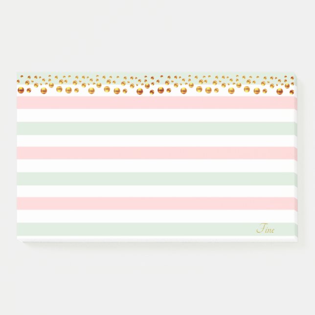 Golden Confetti & Pastel Colours Personalised Post-it Notes (Front)