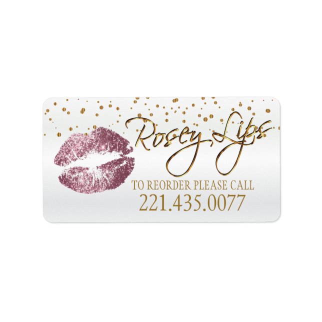 Golden Confetti & Pink Rose Lips - Reorder Label (Front)
