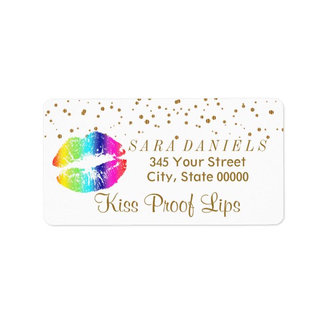 Golden Confetti & Rainbow Lips Label (Front)