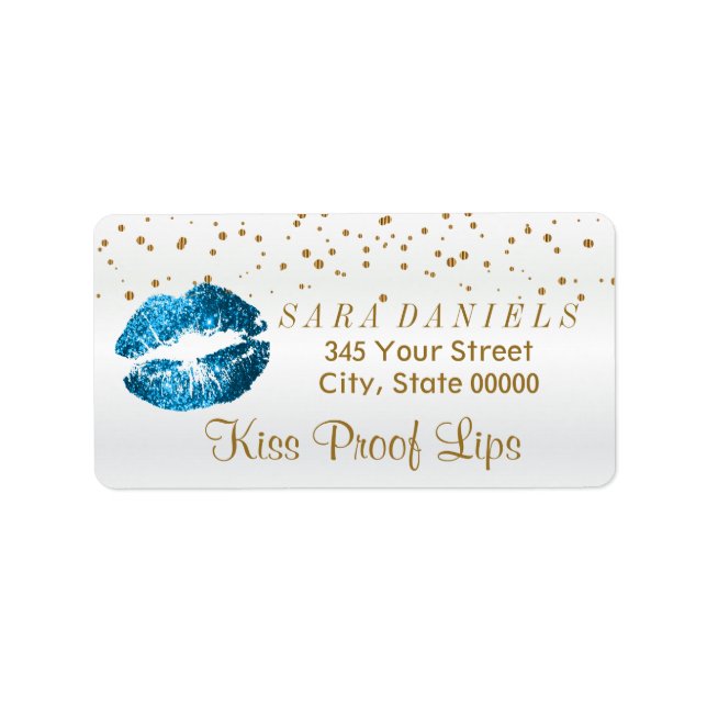 Golden Confetti & Turquoise Blue Lips Label (Front)
