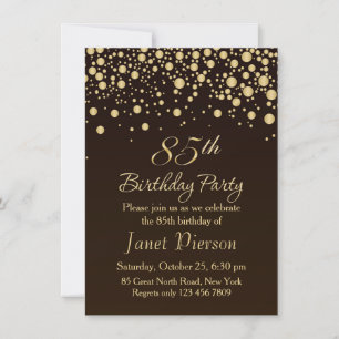 Golden confettti 85th Birthday Party Invitation