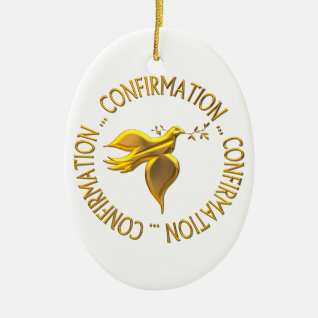 Golden Confirmation and Holy Spirit Ceramic Tree Decoration (Front)
