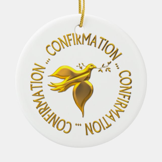Golden Confirmation and Holy Spirit Ceramic Tree Decoration (Front)