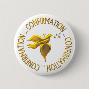 GOLDEN CONFIRMATION & HOLY SPIRIT 6 CM ROUND BADGE