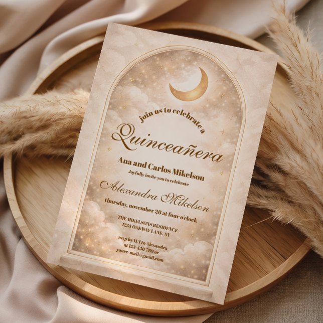 Golden Constellation Quinceañera Invitation (Creator Uploaded)
