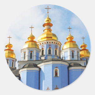 Golden copes of in cathedral in Kiev Classic Round Sticker
