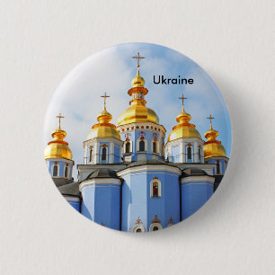Golden copes of in cathedral in Kiev, Ukraine 6 Cm Round Badge
