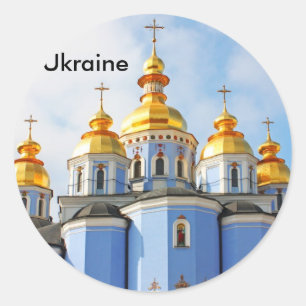 Golden copes of in cathedral in Kiev, Ukraine Classic Round Sticker