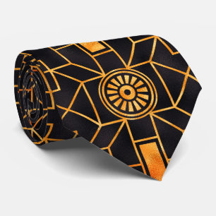 Golden copper colors in black Art-Deco pattern Tie