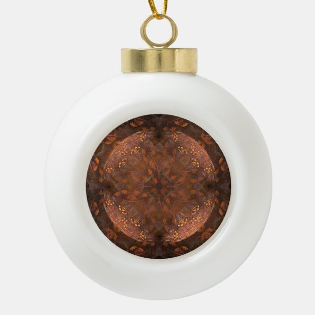 Golden Copper Shimmer Ceramic Ball Christmas Ornament (Front)