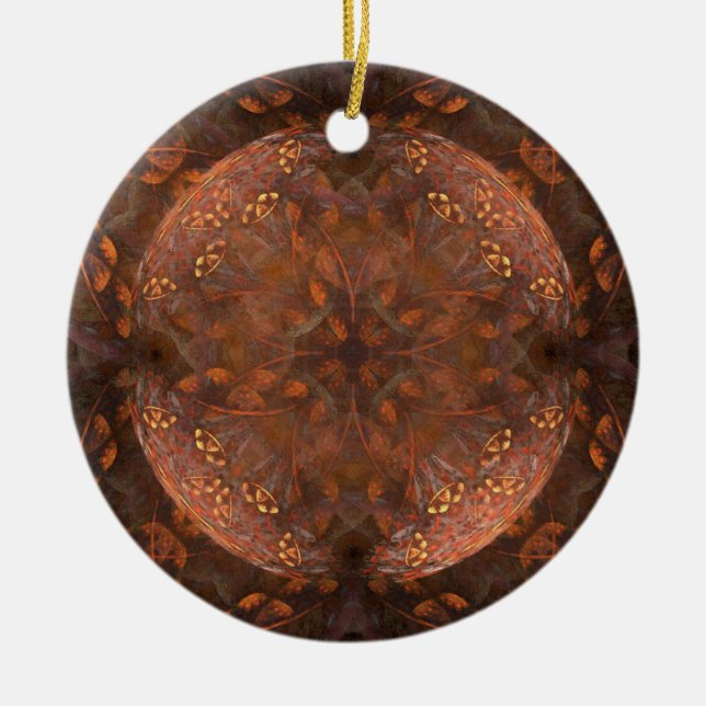 Golden Copper Shimmer Ceramic Tree Decoration (Front)